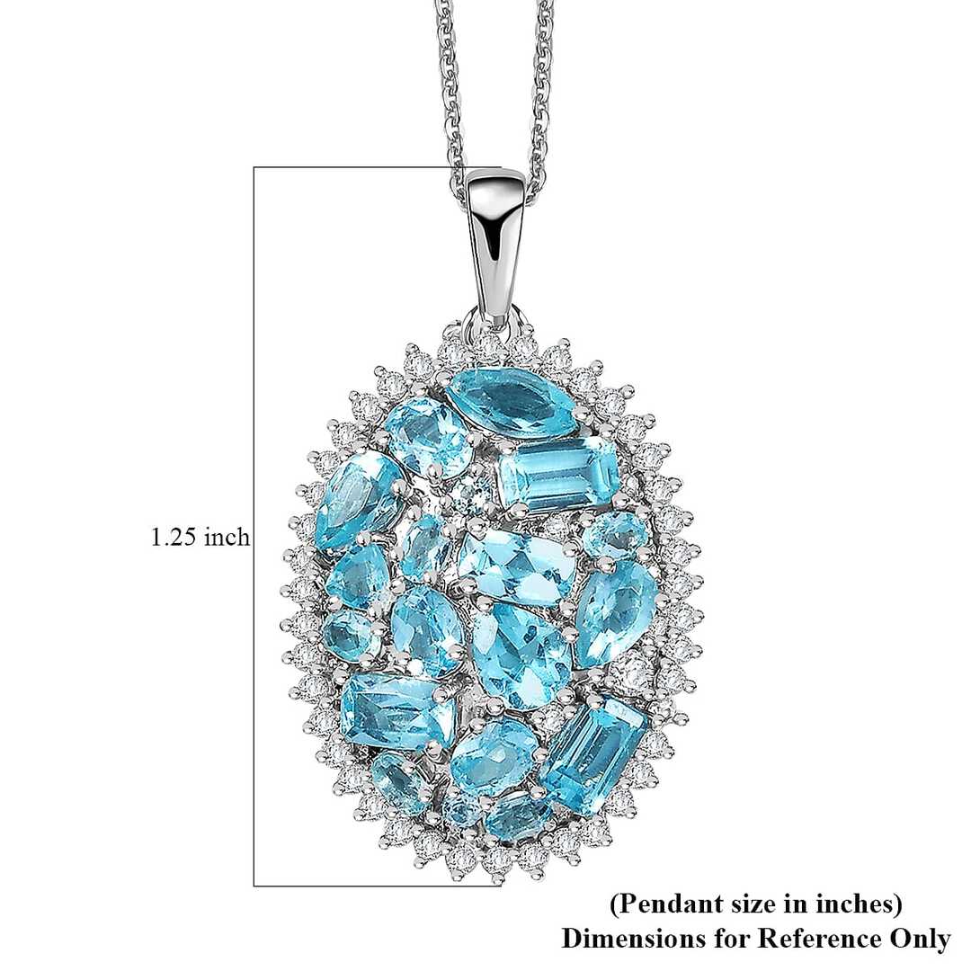 Betroka Blue Apatite and Moissanite Pendant Necklace