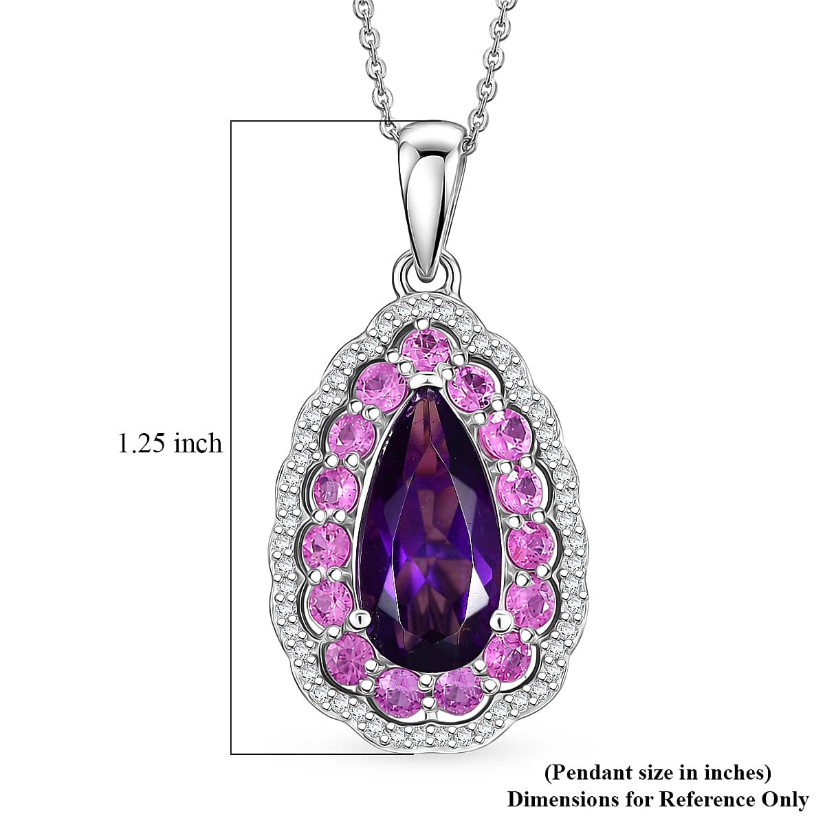 Amethyst and Multi Gemstone Teardrop Bloom Pendant
