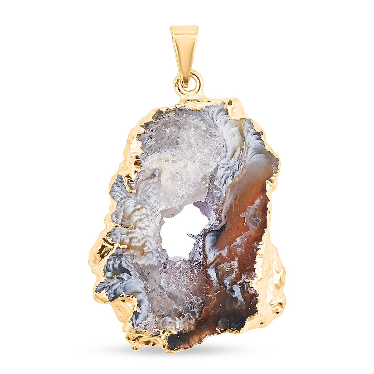 Goldtone Geode Slice Pendant – Statement Size