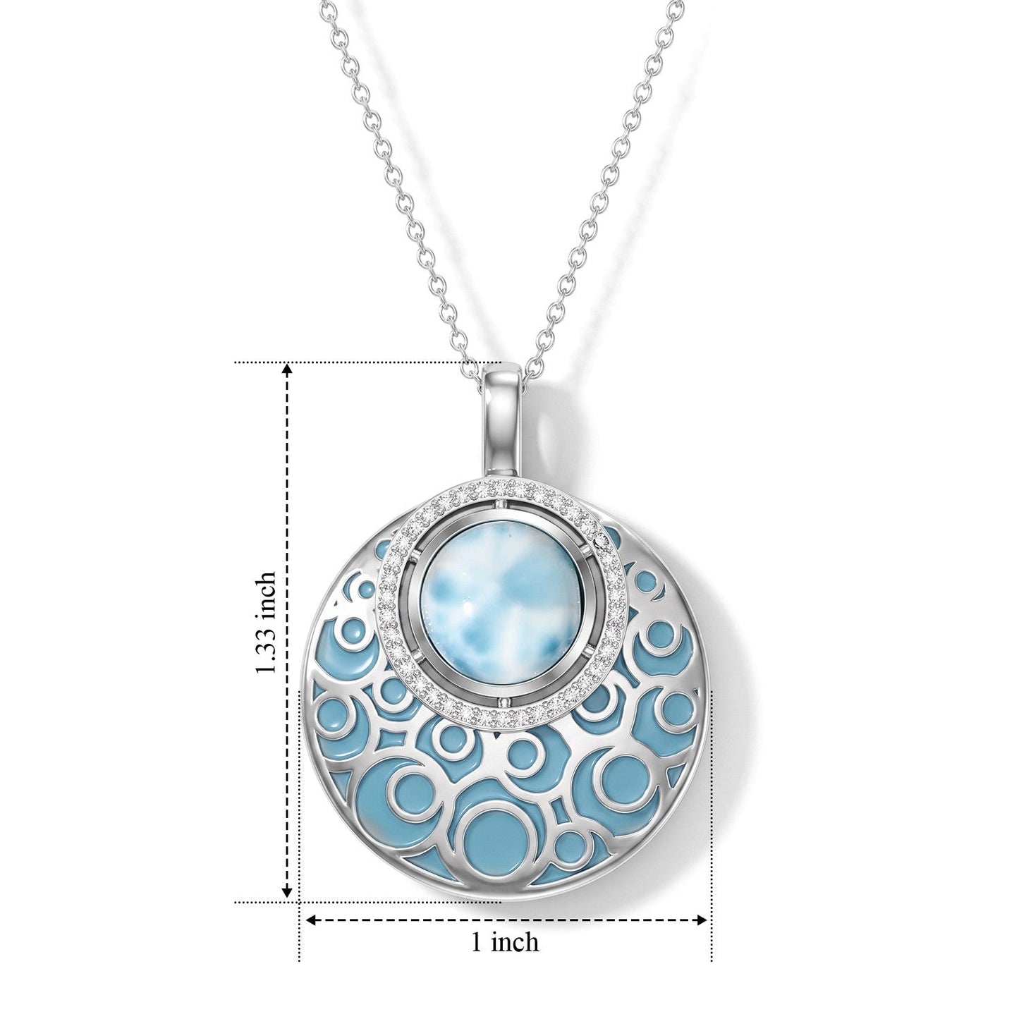 Larimar Pendant โ Natural Blue Stone in Sterling Silver