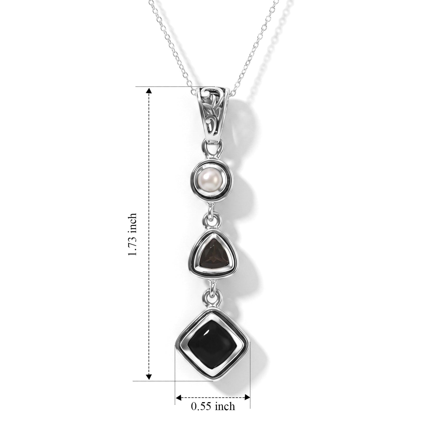 Black Obsidian Pendant β Pearl Crystal Teardrop Jewelry