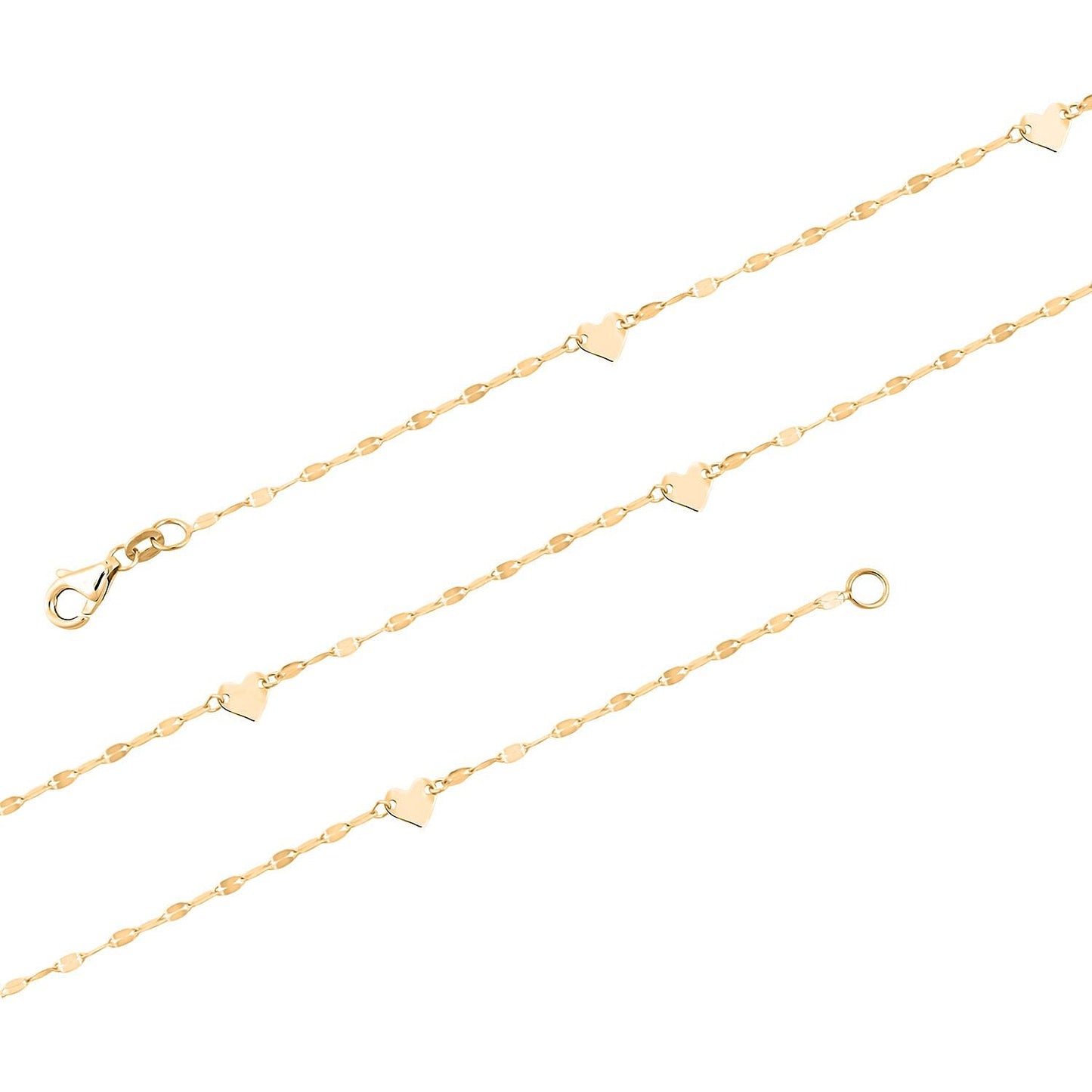10K Yellow Gold Heart Station Mirror Necklace – A Reflection of Love and Grace