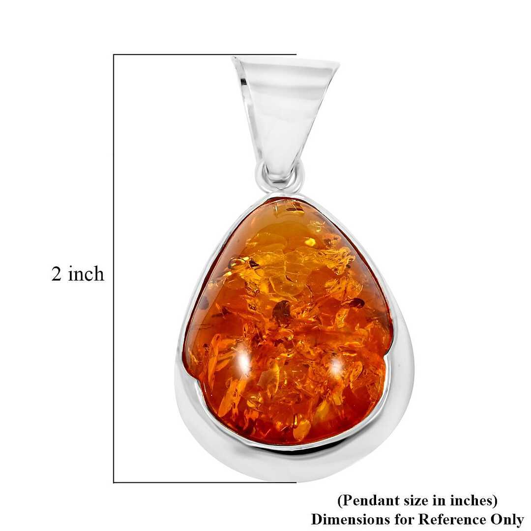 Baltic Amber Classic Drop Pendant in Sterling Silver