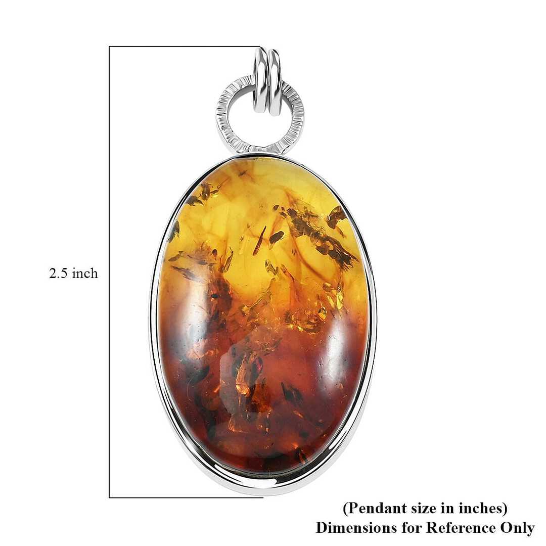 Baltic Amber Honey Drop Pendant in Sterling Silver