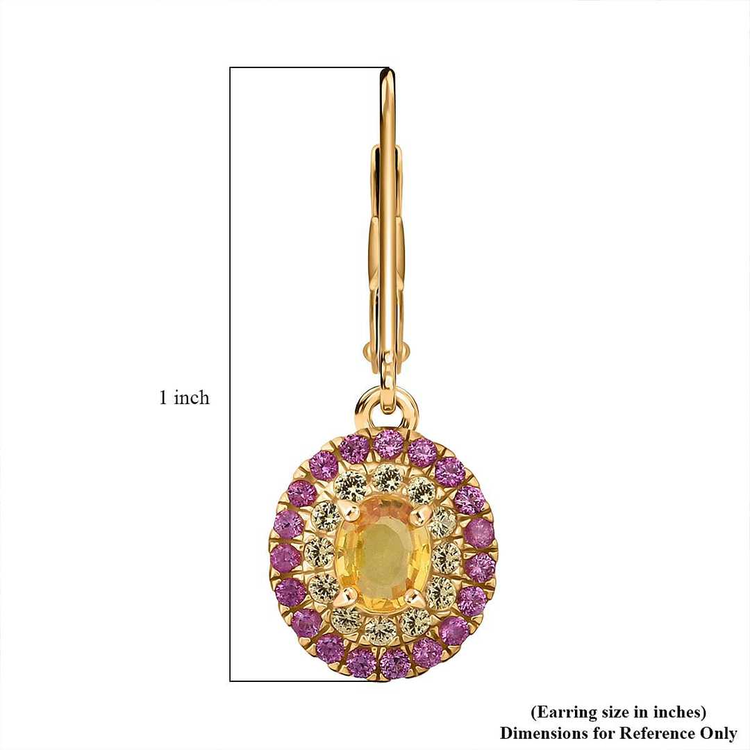 Yellow & Pink Sapphire Earrings