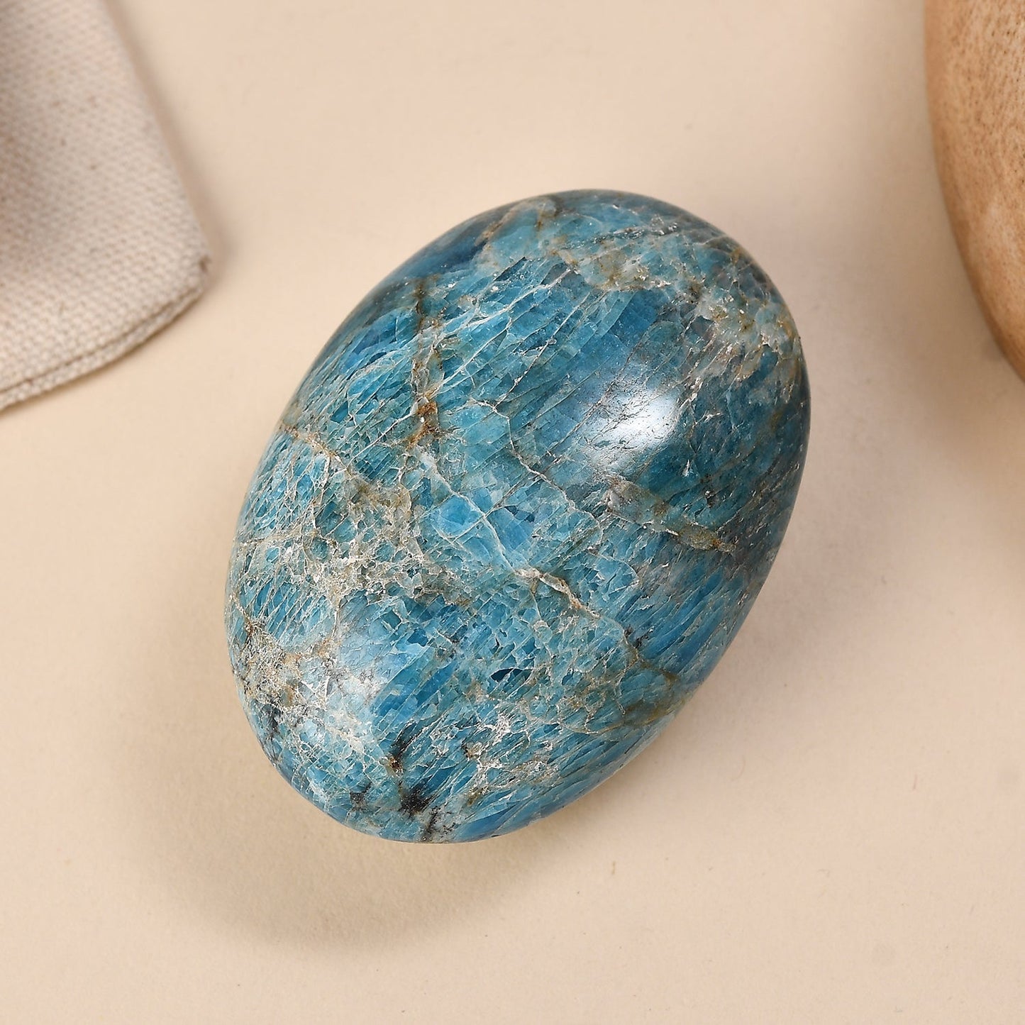 Blue Apatite Palm — Stone of Inspired Vision