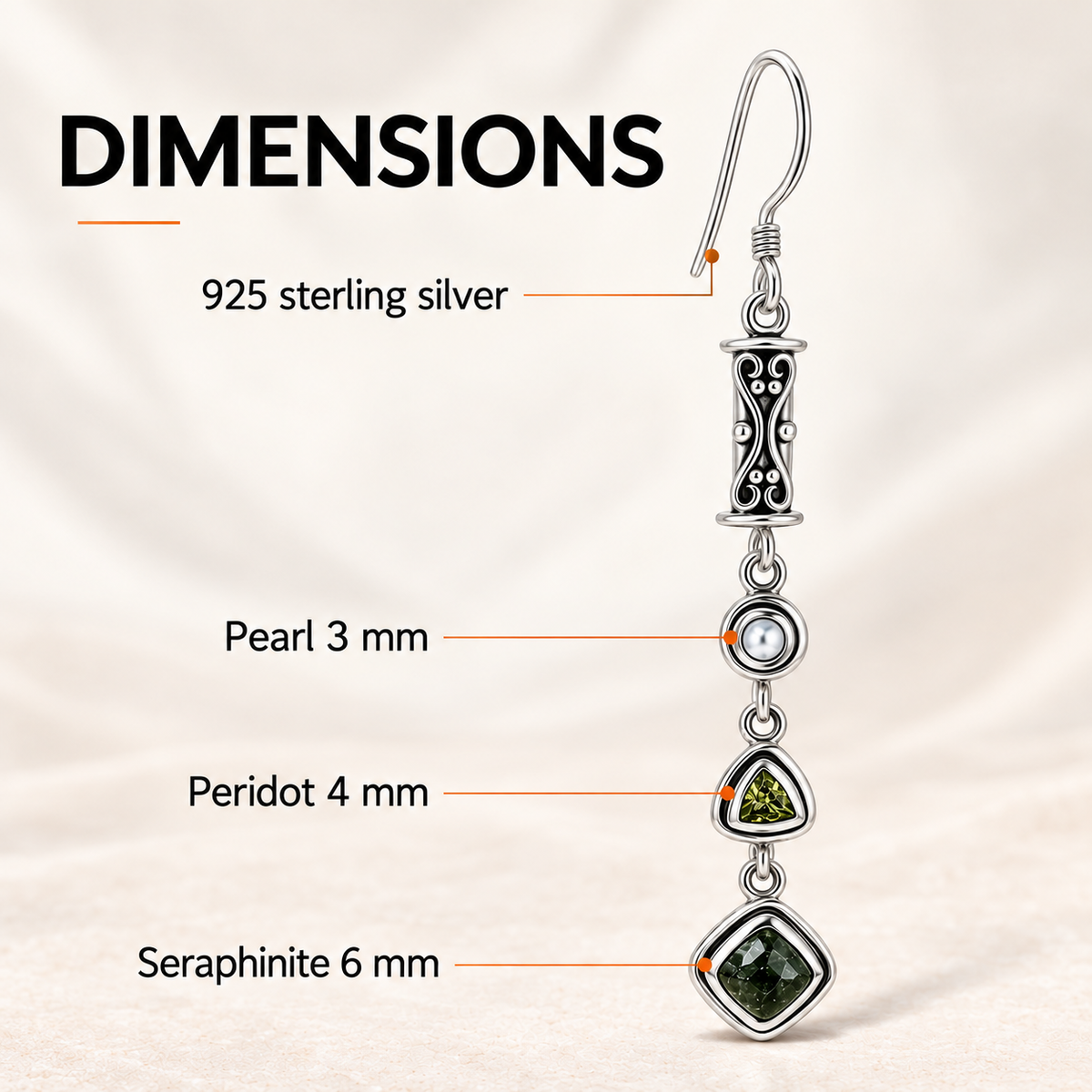 Seraphinite Earrings - Rare Sterling Silver Crystal Jewelry
