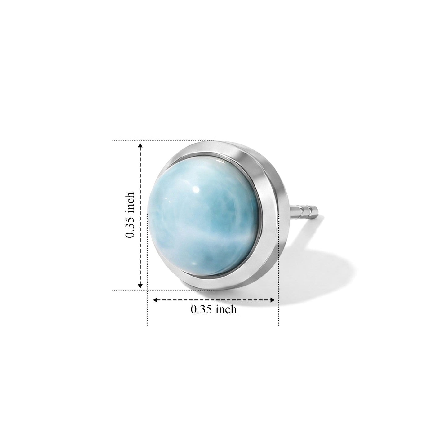 Larimar Round Stud Earrings β Sky Blue Gemstone Jewelry