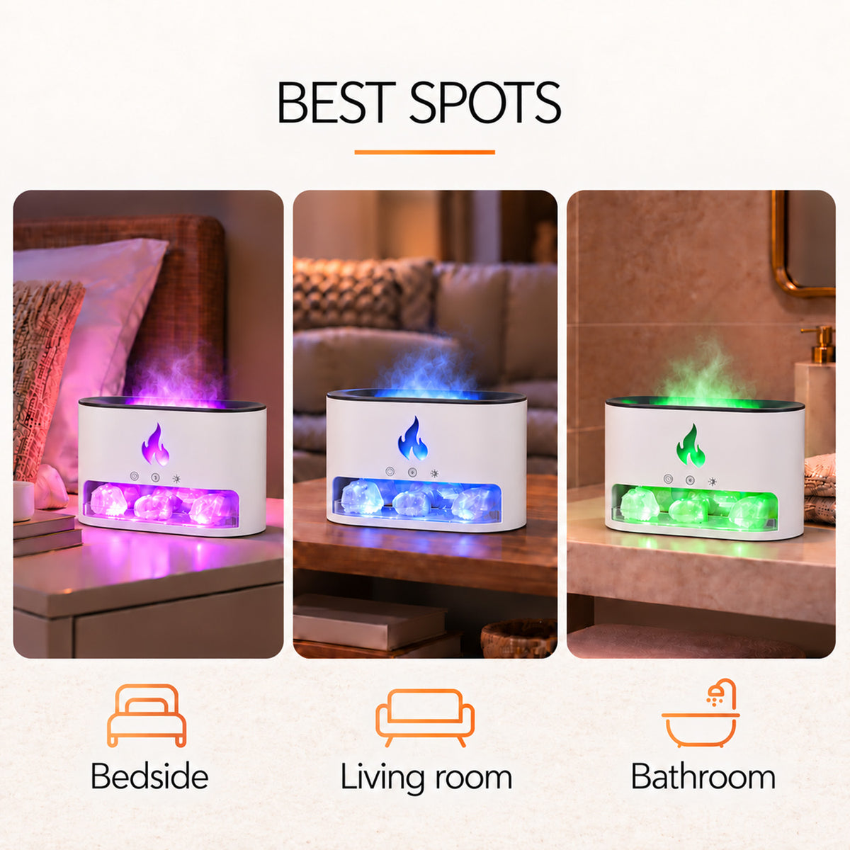 Himalayan Salt Fireplace Humidifier Lamp + FREE Set of 18 Blissful Aroma Oils