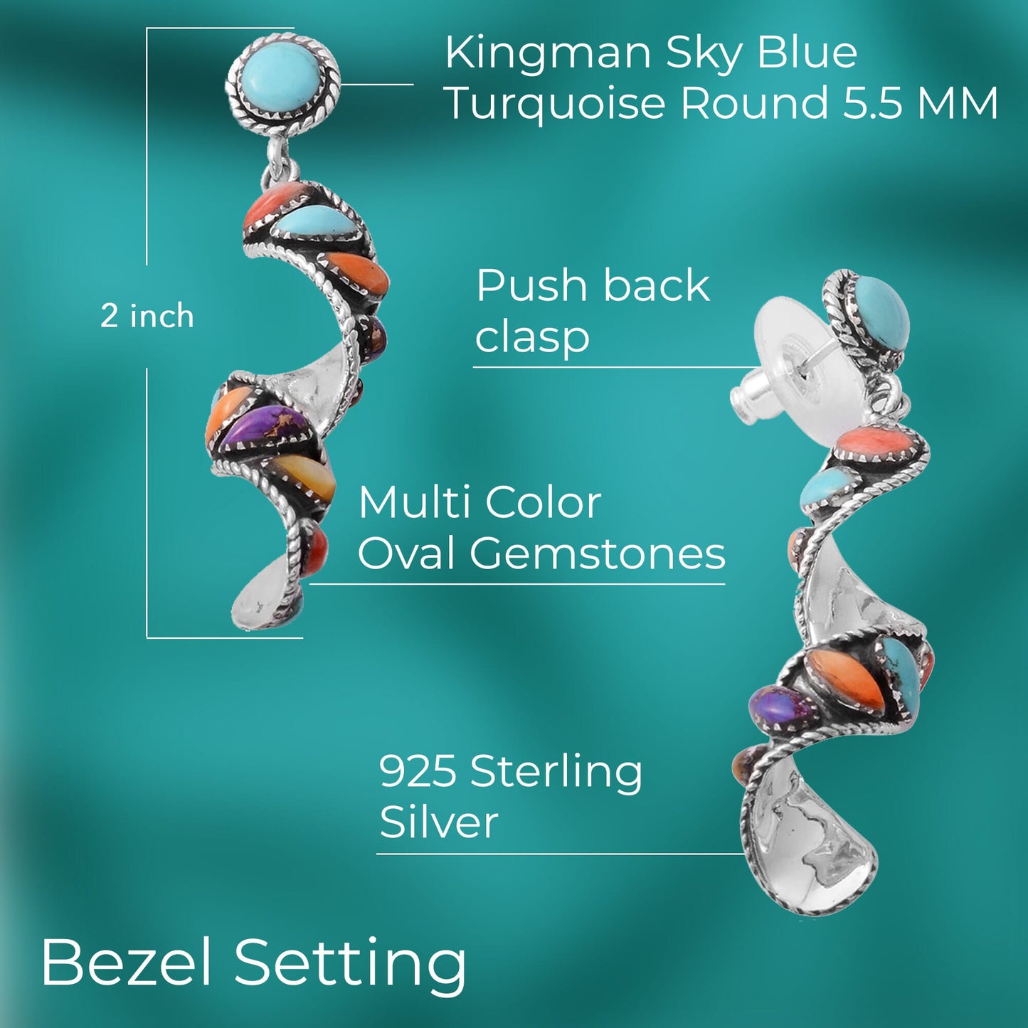 Sterling Silver Swirl Earrings with Turquoise – Grounding Energy in Motion