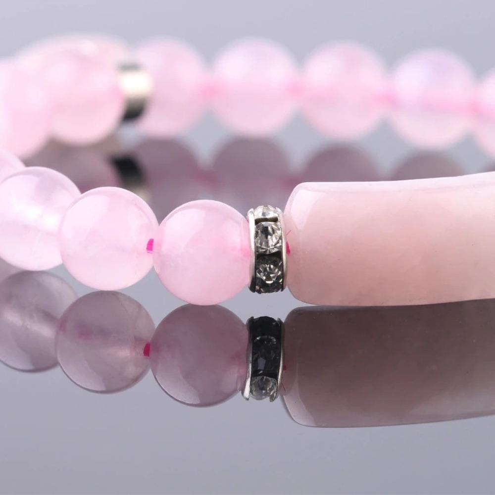 Rose Quartz Beaded Bracelet For Women
