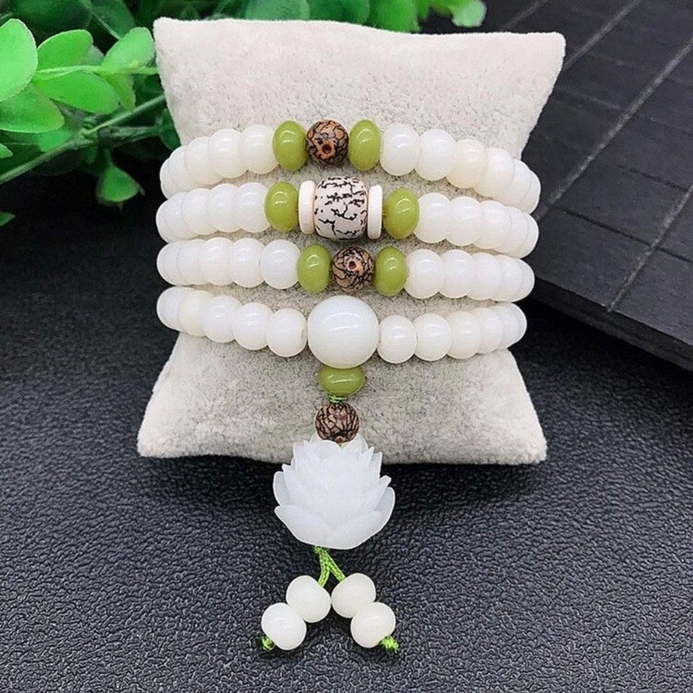 Milky Lotus Flower Bracelet