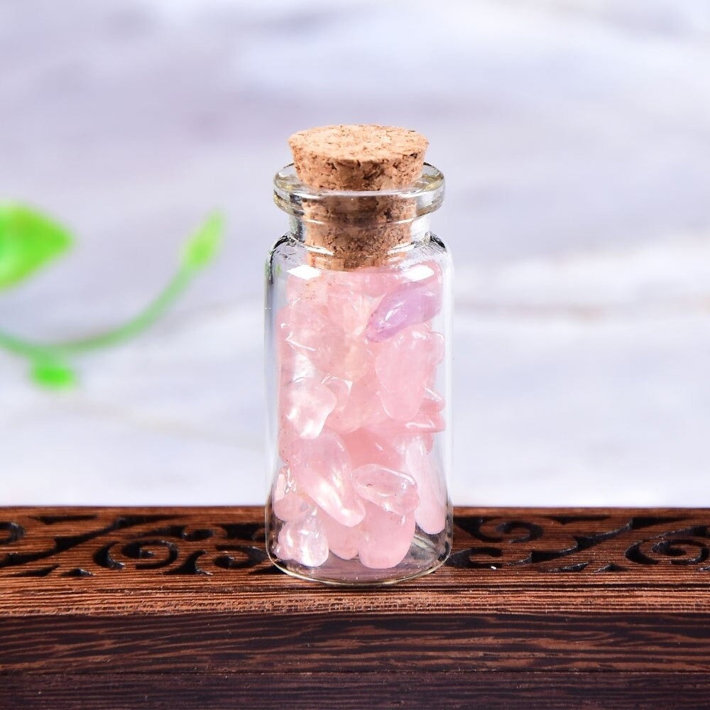 Natural Gemstone Glass Bottle Decor