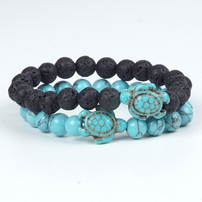 Turquoise Handmade Sea Turtle Couple Bracelet