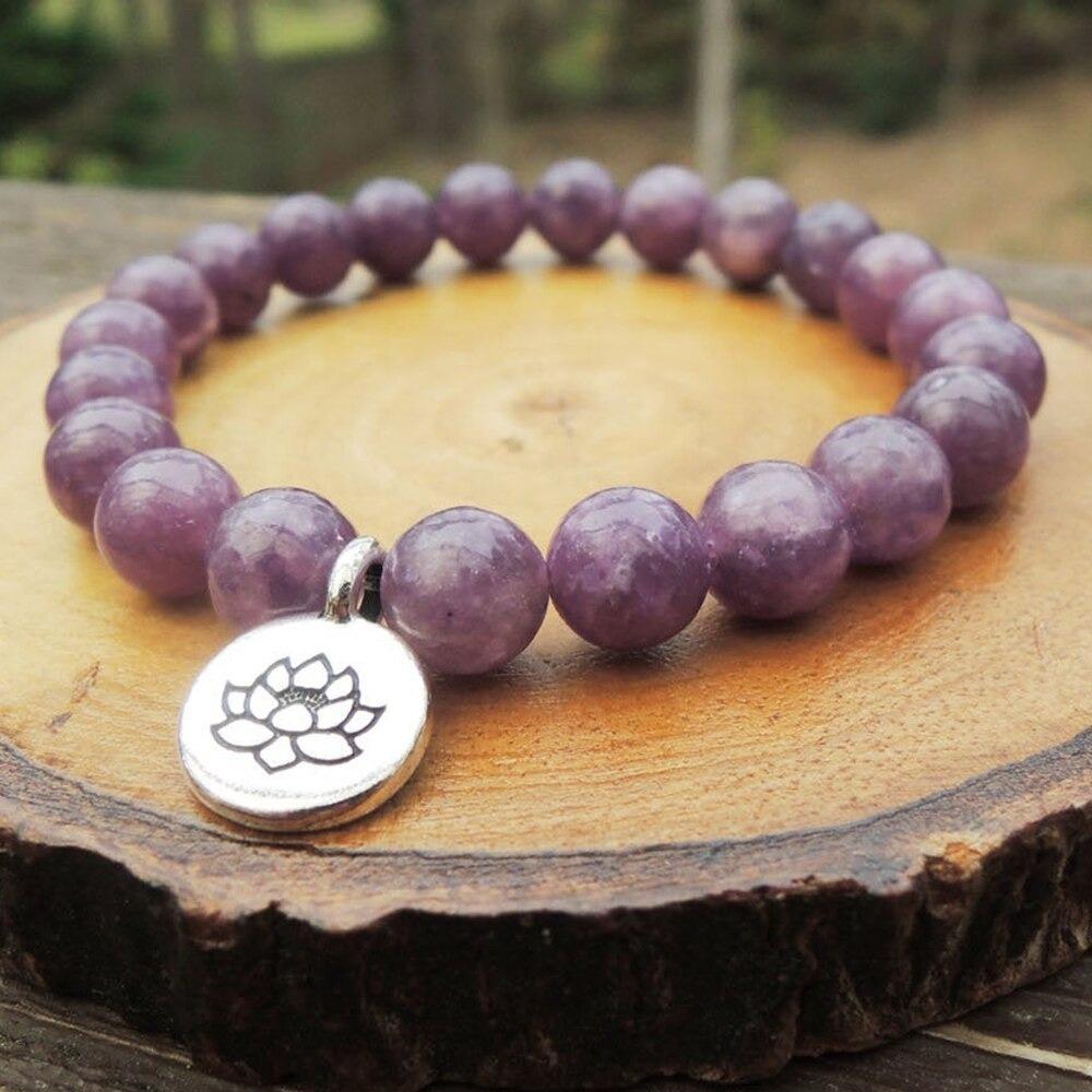 Purple Lepidolite Crystal Charm Bracelet