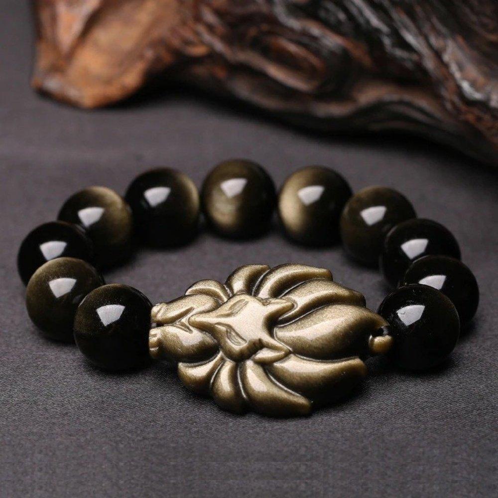 Fox Guardian Black Obsidian Bracelet