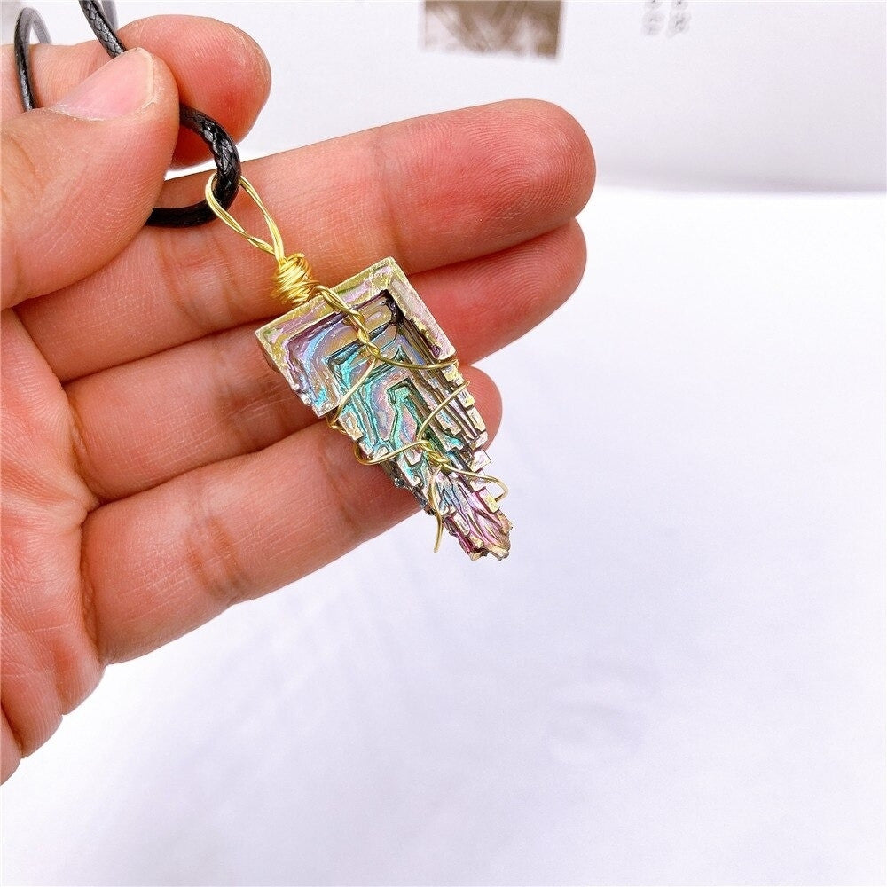 Rainbow Bismuth Crystal Necklace