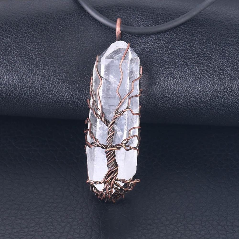 Wire Wrapped Clear Quartz Crystal Necklace