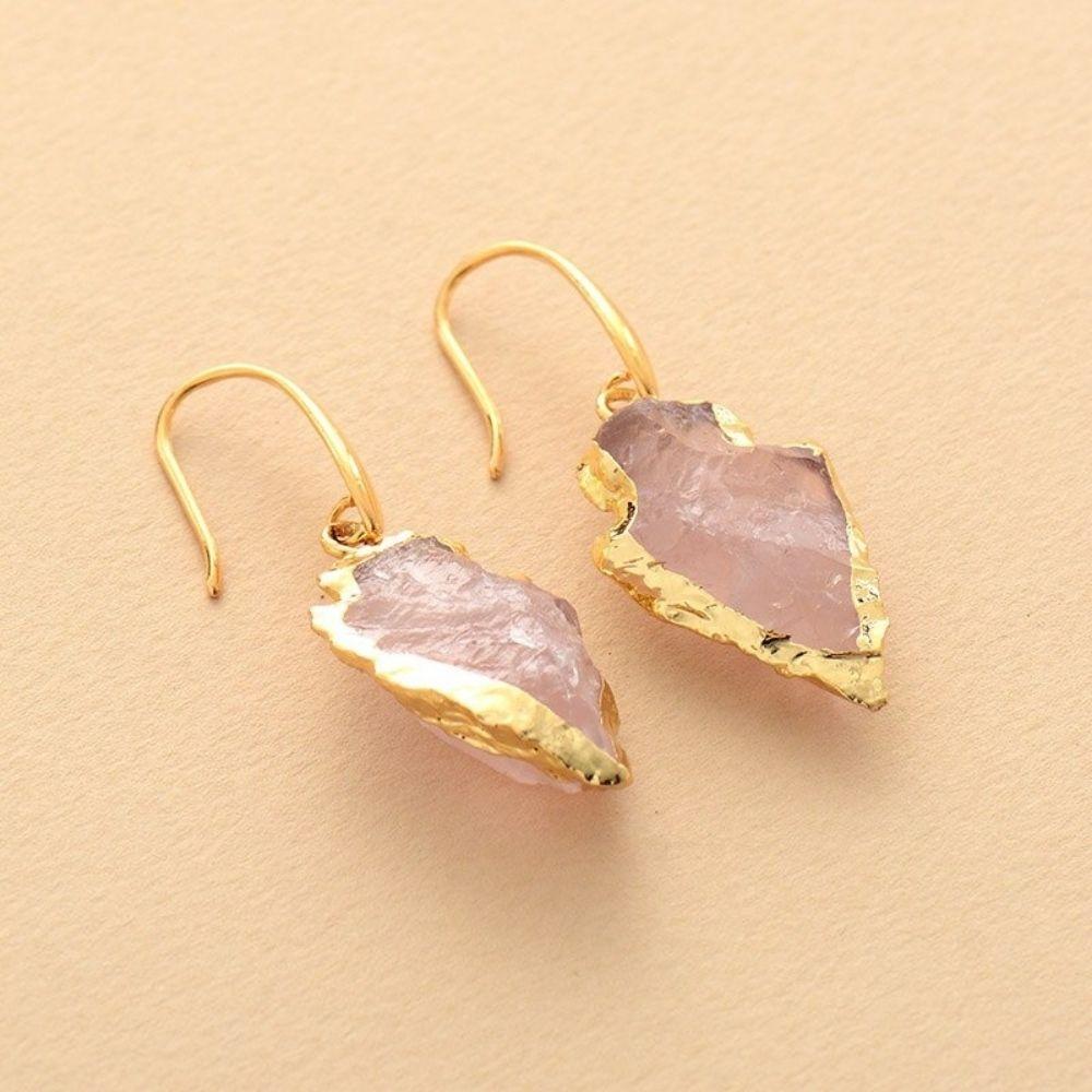 Handmade Rose Quartz Crystal Earrings