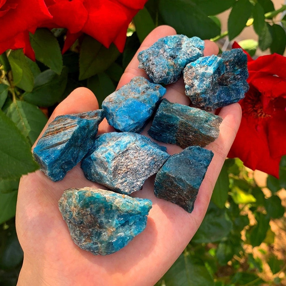 Natural Raw Blue Apatite Stones