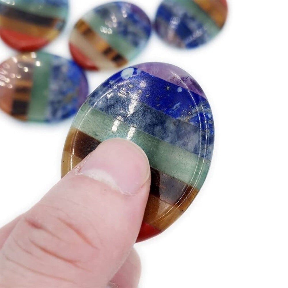 Natural Seven Chakra Worry Stone