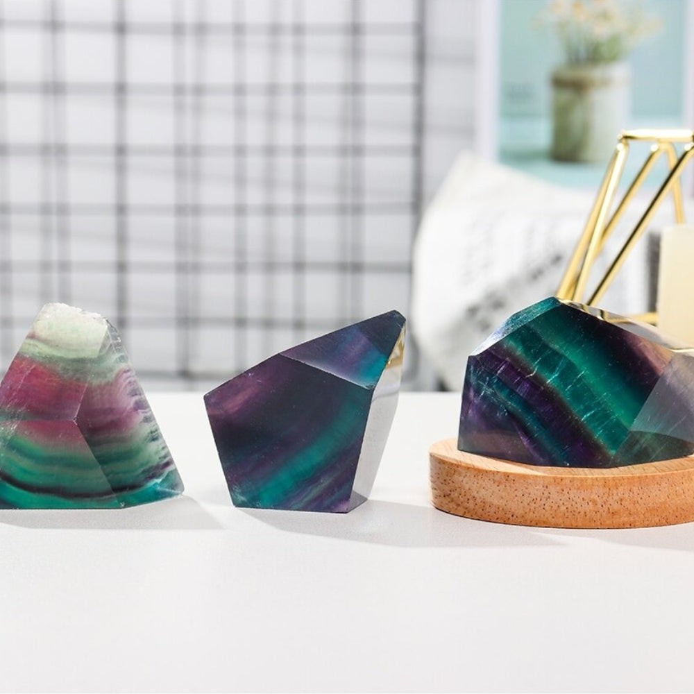 Minimalistic Rainbow Fluorite Crystal Lamp