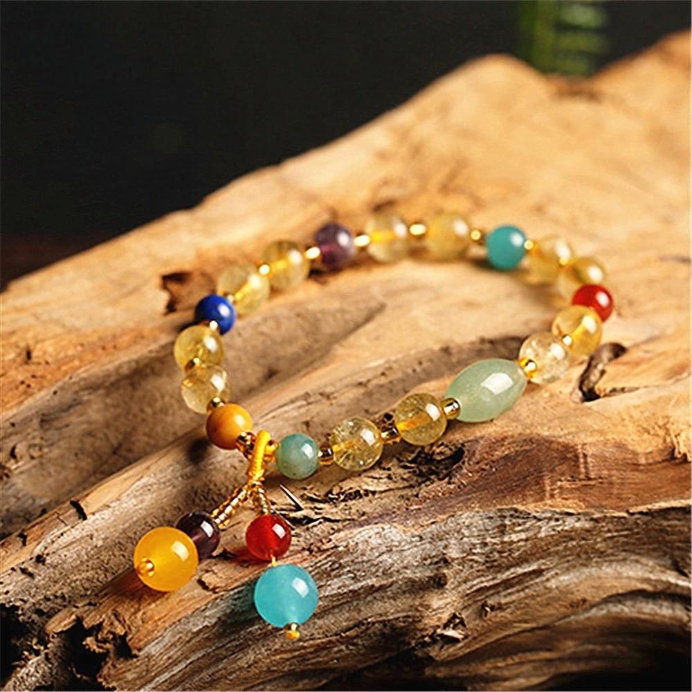 Citrine Crystal 7 Chakra Beaded Necklace