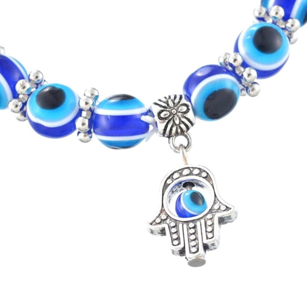 Blue Hamsa Hand Evil Eye Bracelet