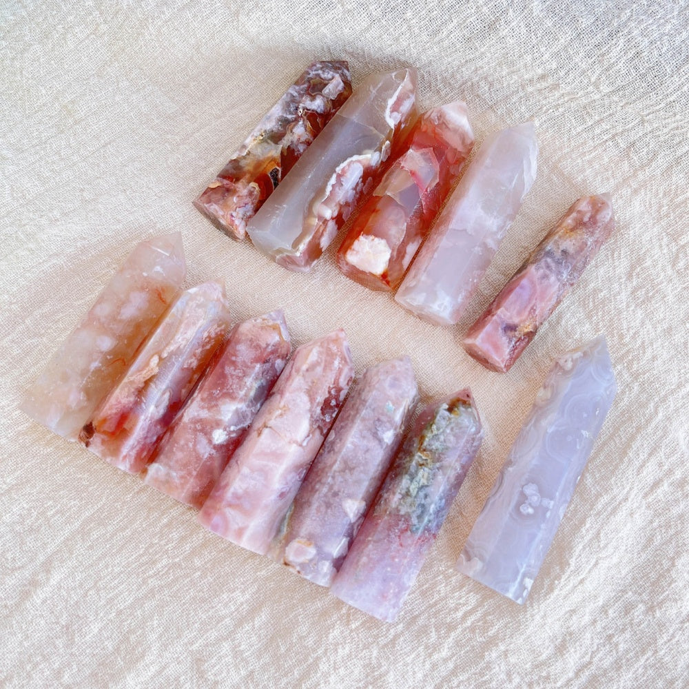 Sakura Flower Agate Crystal Points