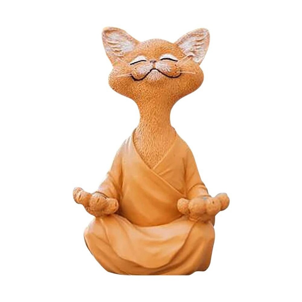 Orange Zen Cat Meditation Statue