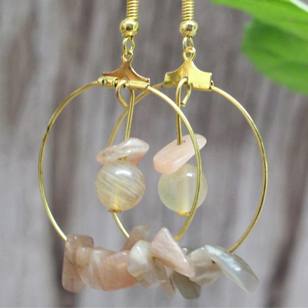 Natural Crystal Stone Drop Earrings
