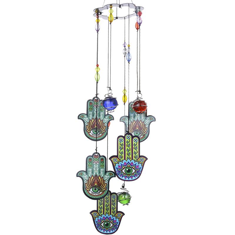 Hamsa Crystal Glass Wind Chime - Home Decoration
