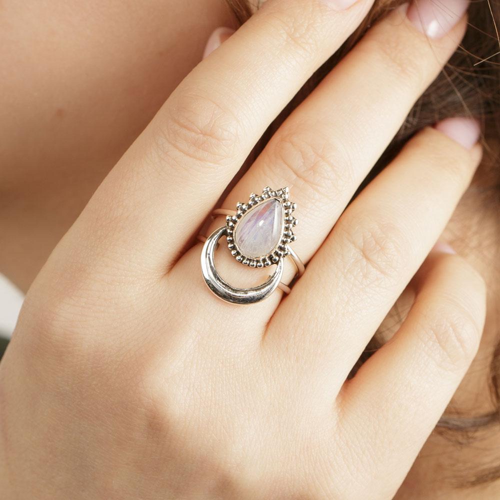 Moonstone Crescent Ring