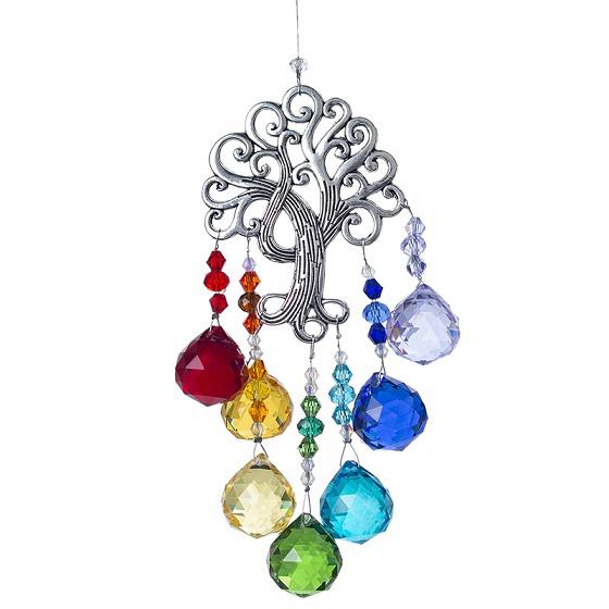 Crystal Glass Tree of Life Wind Chime - Home Decoration