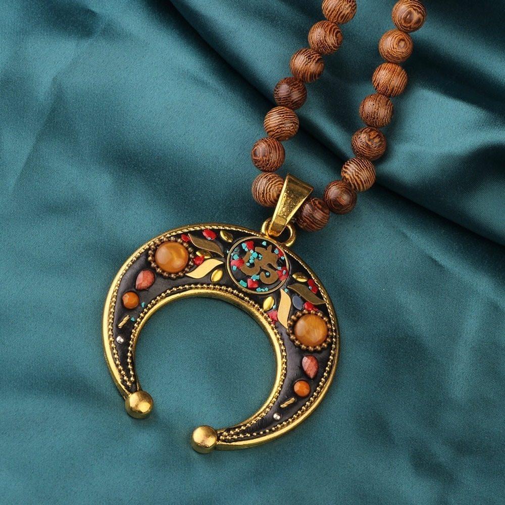 Spiritual Wooden Bead Om Mindfulness Necklace