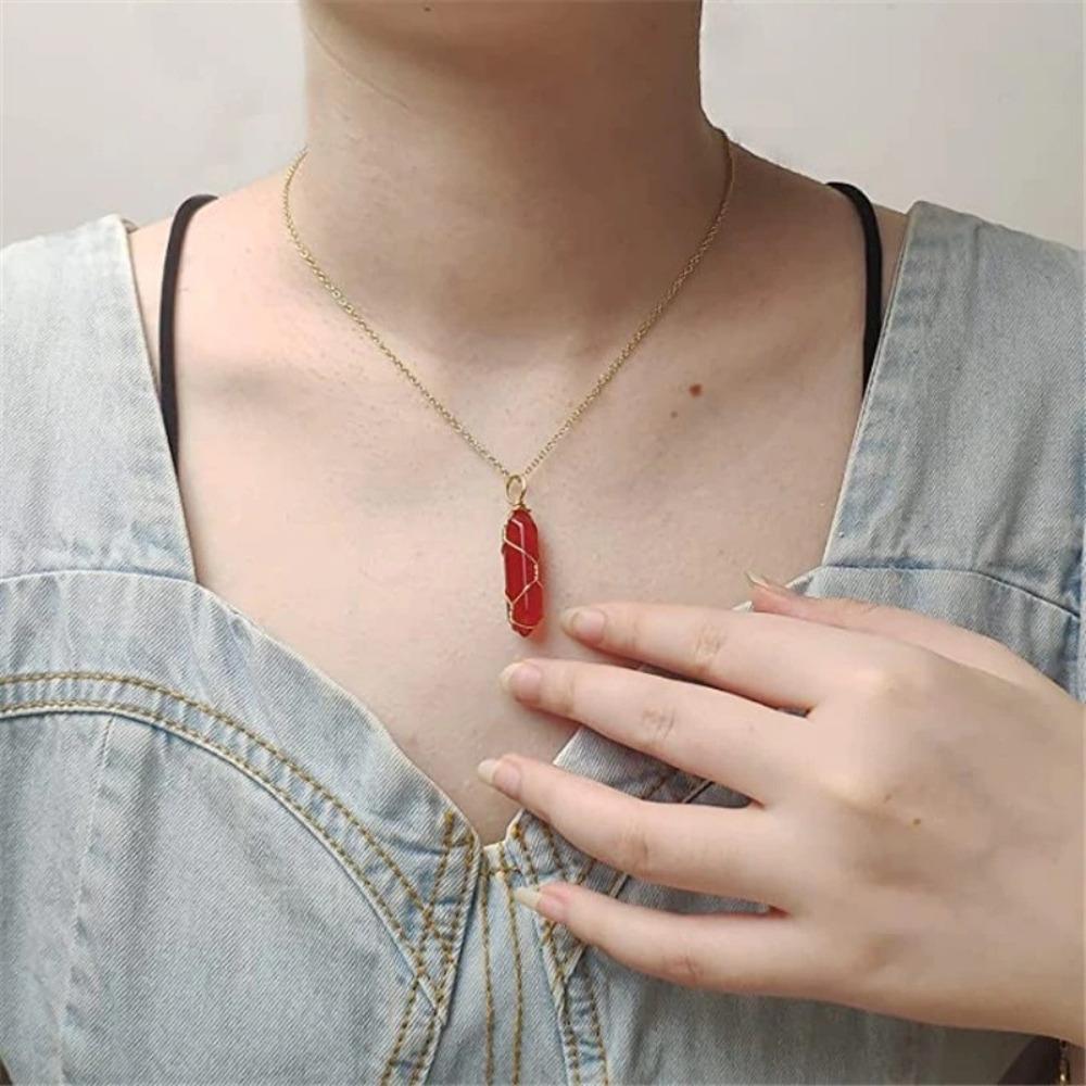 Red Carnelian Crystal Necklace