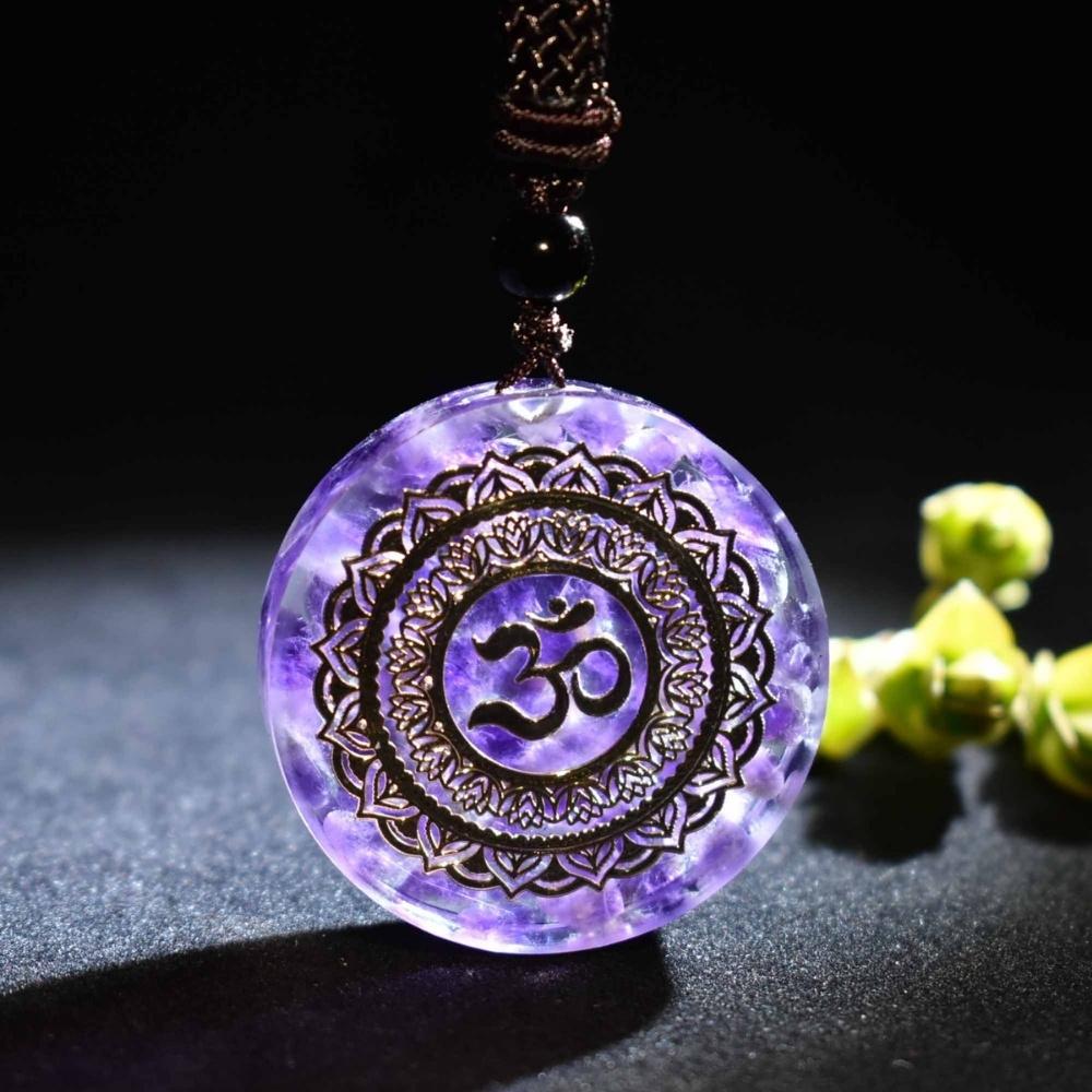 Orgone Energy Om Amethyst Necklace Talisman