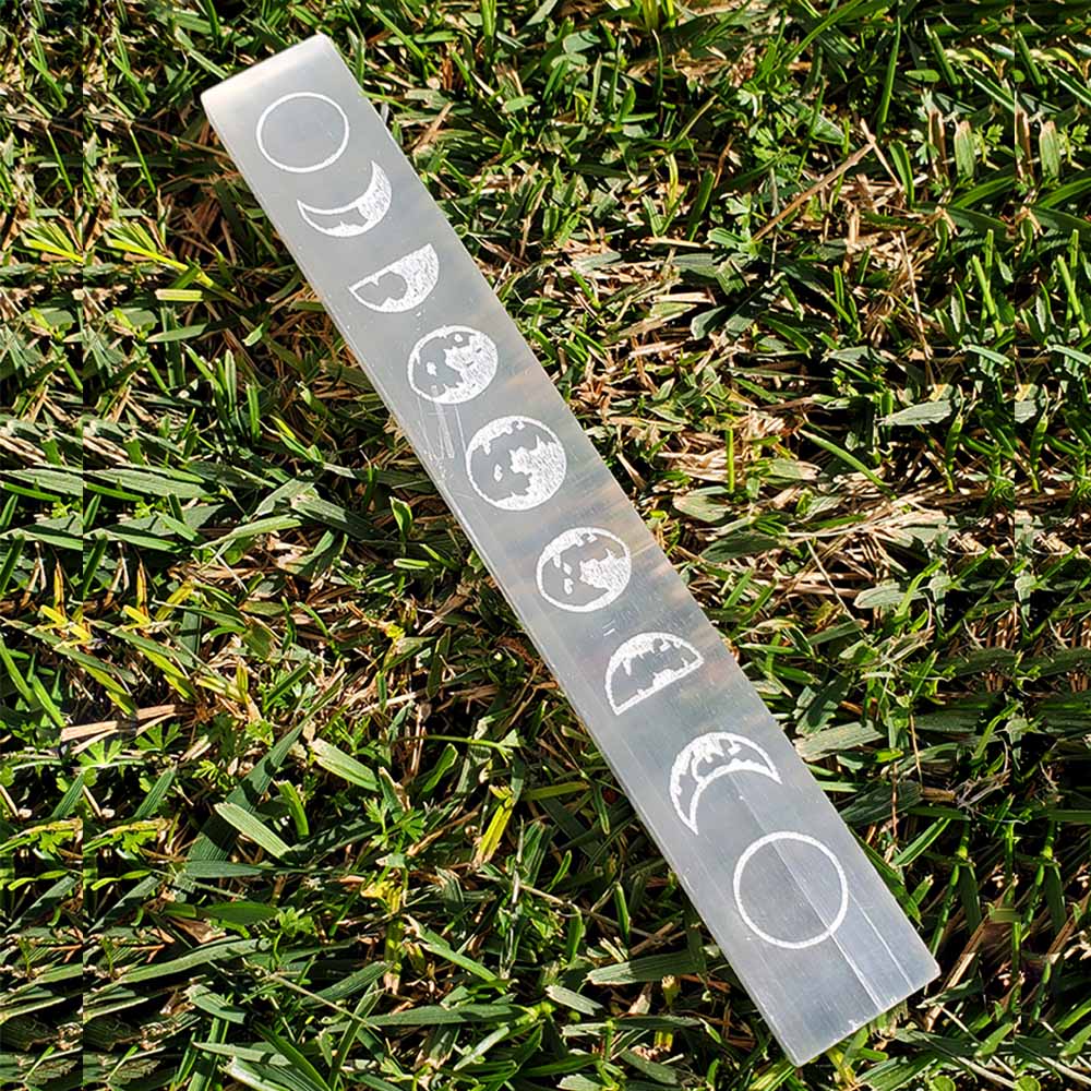 Selenite Moon Phase Wand 7"