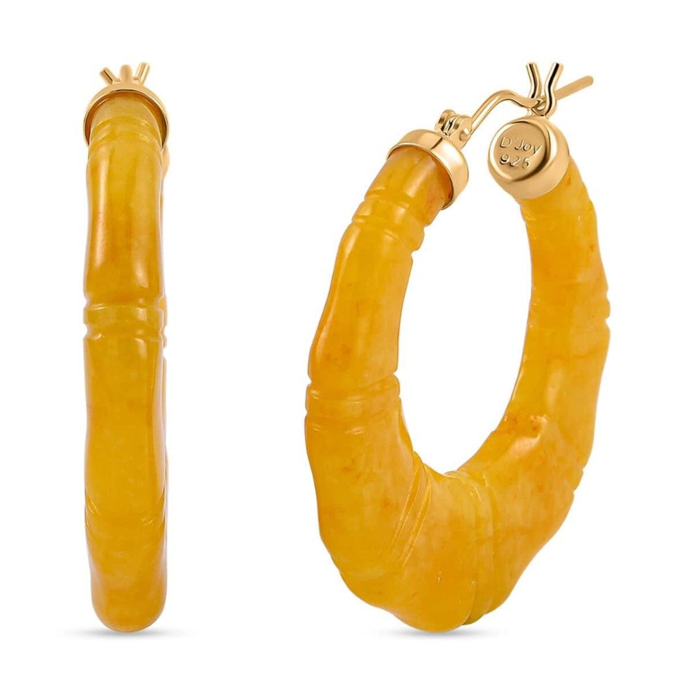 Jade Stone Carved Hoop Earrings