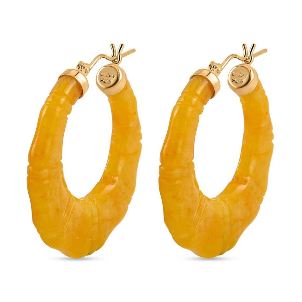 Jade Stone Carved Hoop Earrings