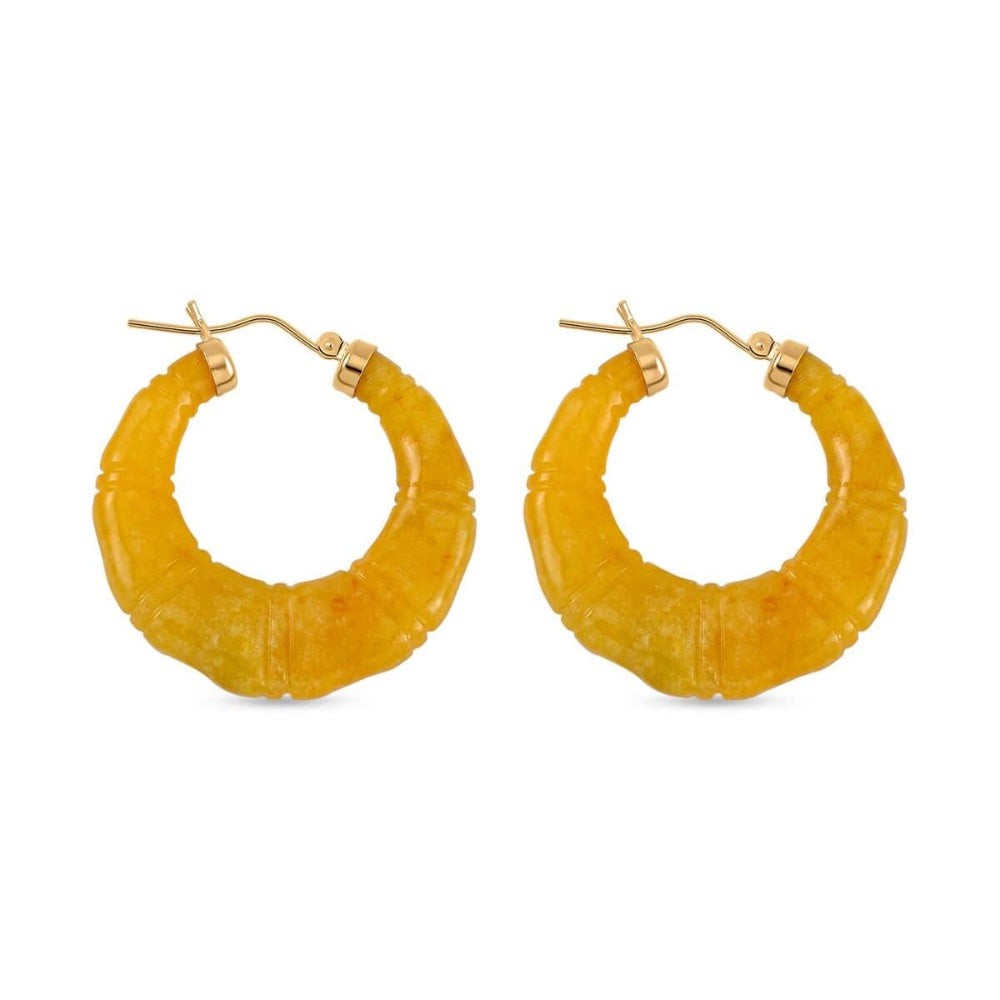 Jade Stone Carved Hoop Earrings