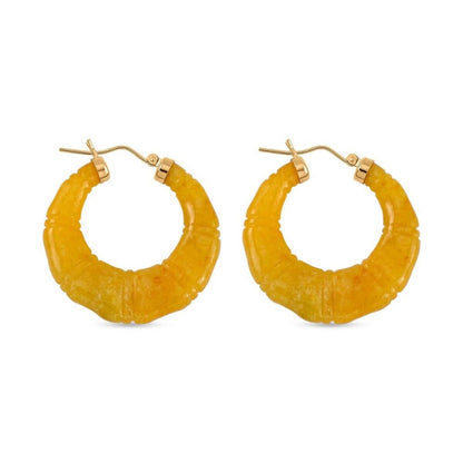 Jade Stone Carved Hoop Earrings