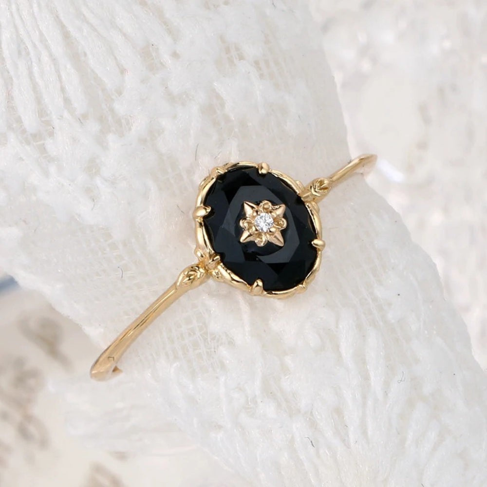 Vintage Black Agate Ring