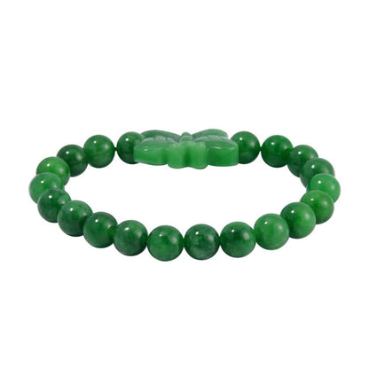 Green Jade Carved Bead Bracelet