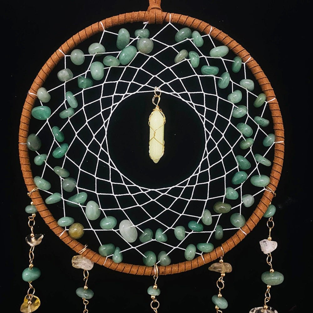 Green Agate Gemstone Dream Catcher