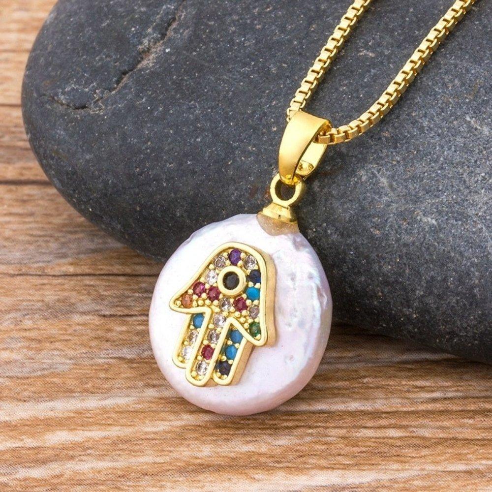 Blue Eye Hamsa Hand Protection Necklace