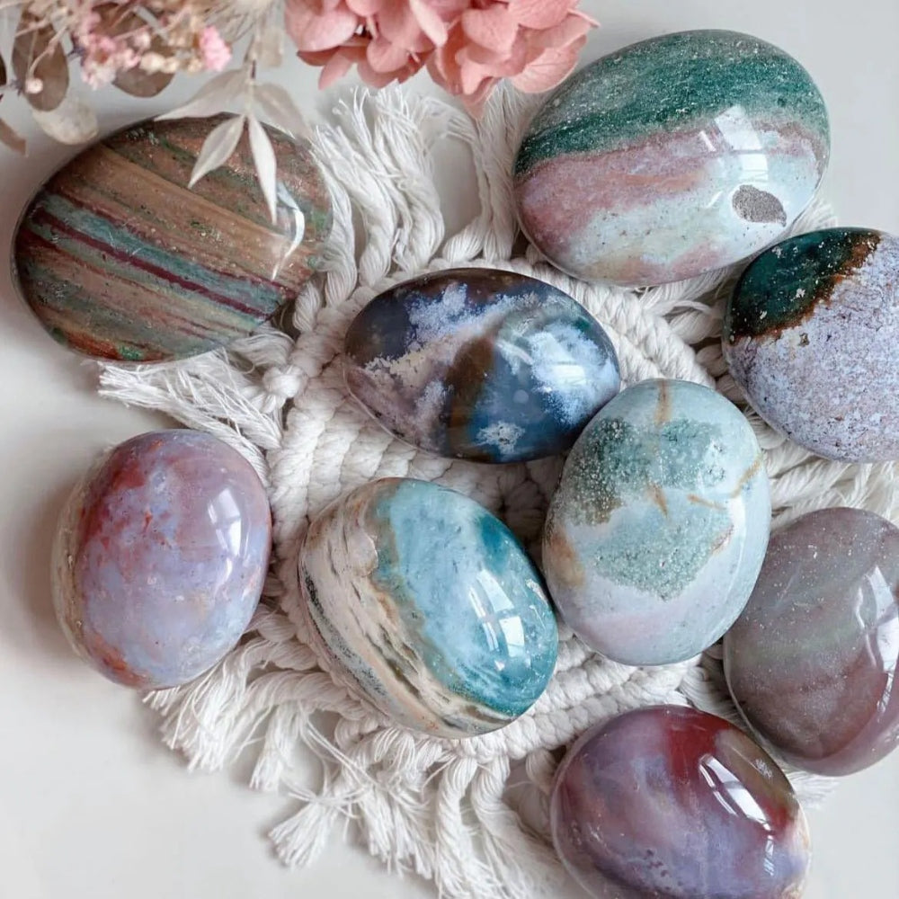 Natural African Ocean Jasper Palm Stone