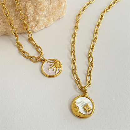 Vintage Sun and Moon Shell Pendants