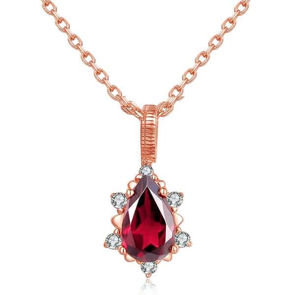 Precious Garnet Teardrop Necklace