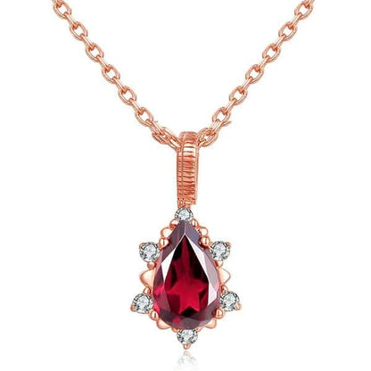 Precious Garnet Teardrop Necklace